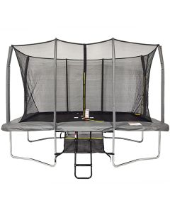 7x10ft Rectangular Trampoline with Safety Enclosure Grey - Free Ladder & Shoe Tidy