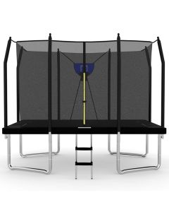 10x12ft Rectangular Trampoline with Safety Enclosure Black FREE Ladder & Basketball Game