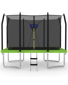 Big Air Bounce 8x12ft Rectangular Trampoline with Safety Enclosure Green FREE Ladder & Basketball Game