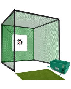 Hillman PGM 3m Heavy Duty Golf Practice Cage Deluxe Practice Mat with Tee And Ball Dispenser Package