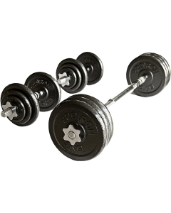 Ironman 20kg Cast Iron Dumbbell And Barbell Set