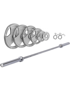 Ironman 140kg Olympic Tri-grip Hammertone Weight Set with 86" Olympic Weight Bar